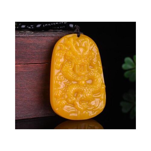 Zheru jewelry natural yellow dragon jade large dragon pendant necklace, exquisite jewelry, best gift