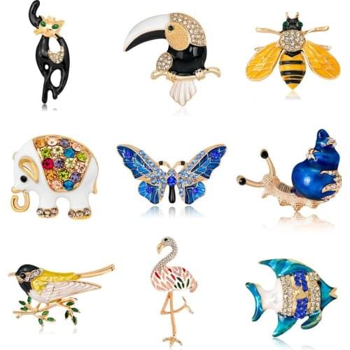 Cute Animals Enamel Brooches For Women Butterfly Lapel Badges for Clothes Bird Jewelry Collar Pins Gifts Accessories for Friends