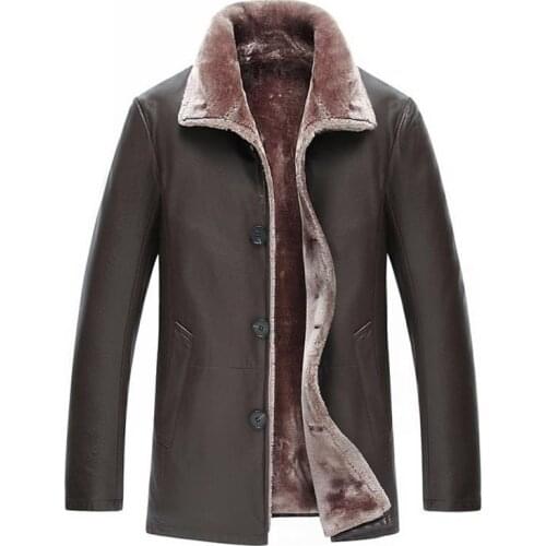 Winter Cashmere Men Brand PU Leather Jacket Coat Mens Faux Fur Trend Slim Fit Youth Motorcycle Jackets for Male Warm Coats