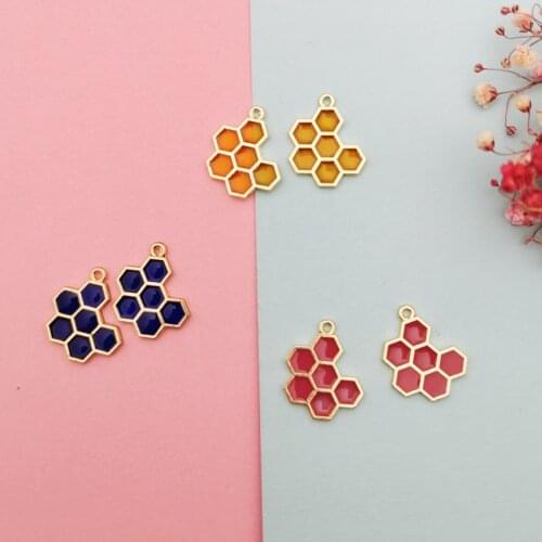 10pcs 16x20mm enamel charm honeycomb charm for jewelry making and crafting fashion earring charm fashion pendant