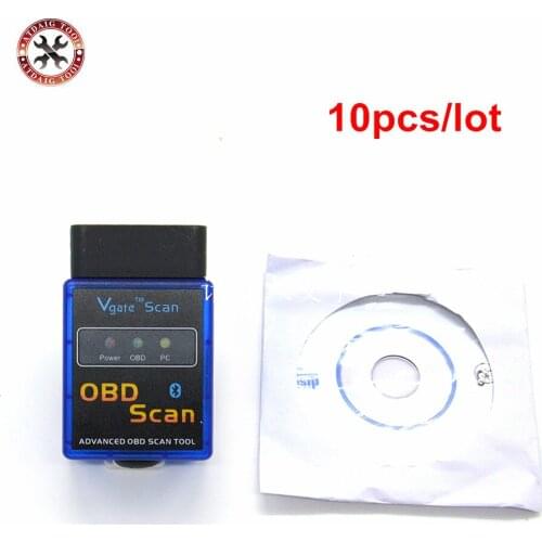 10PCS/LOT 2017 Top-Rated ELM 327 Vgate Bluetooth Mini327 V2.1 OBD2 Bluetooth Auto Scanner OBD-II Diagnostic Tool