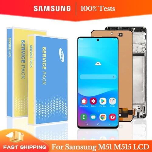 100% Test New For Samsung M51 LCD Display With Touch Panel Screen Digitizer With Frame For Samsung M515 LCD M515F M515F/DSN