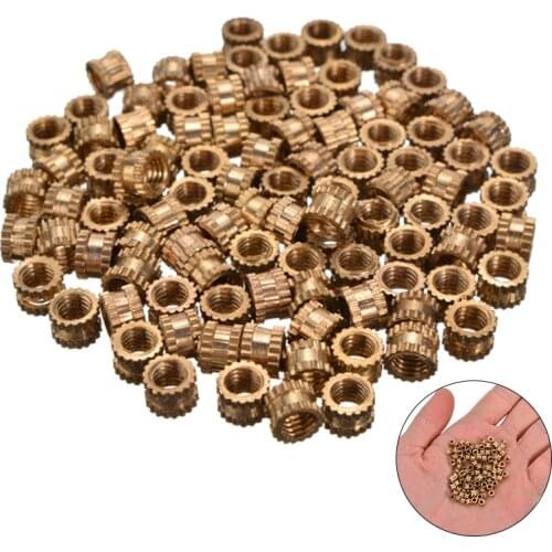 100pcs Brass Tone Knurl Thread Insert Nut 4.2mm Thread Inserts M3*3mm Round Metal Knurl Thread Inserts