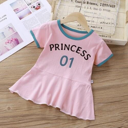 2021 Summer Dress for Girls Cotton Kids Clothes Letter Short Sleeve Girls Dresses Cute Girl Princess Dress Baby Girl Dress 0-3Y