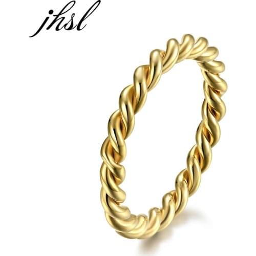 3mm thick Black Small Rose Gold Color Stainless Steel Twisted Women Men Rings Fashion Jewelry US size 7 8 9 10 11 12