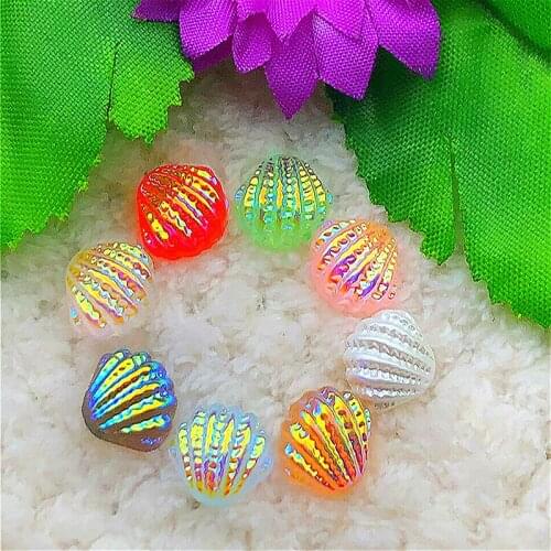 30PCS 11mm AB Resin shell Rhinestone Flatback Wedding Diy Button Crafts