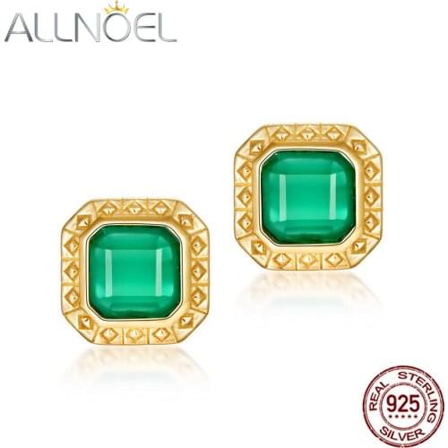 ALLNOEL Earings Fashion Jewelry 2020 New Trend Solid 925 Sterling Silver Natural Agate Stud Earrings for Wome Christmas Gift