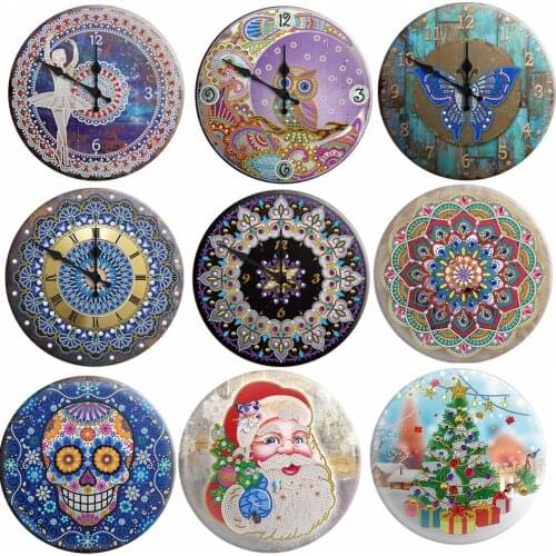 DIY Diamond Painting Antique Clock Santa Portrait Partial Special Shape Resin Rhinestone Mosaic Wall Art Picture Kit Home Decor