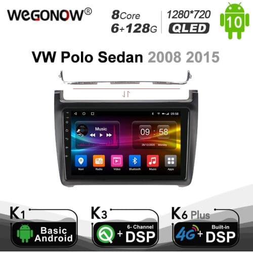 Carplay Android 10 6G+128G Car DVD Player For Volkswagen VW Polo Sedan 2008 - 2015 Multimedia Video Stereo Navigation GPS Radio