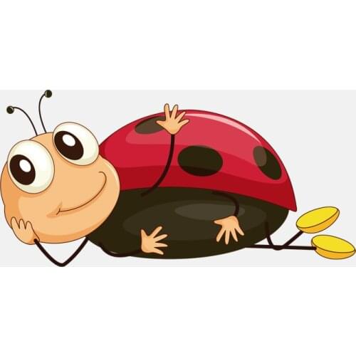 Dawasaru Funny Lying Ladybug Car Sticker Personalized Decal Laptop Truck Motorcycle Auto Accessories Decoration PVC,14cm*7cm