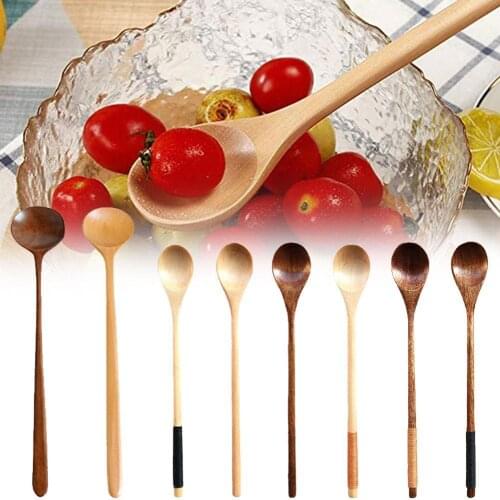 Japanese Style Wooden Soup Spoon With Long Straight Easy And Mouth And Spoon Handle Soup Sauce Carry For Picnic To Wide Sui E8B5