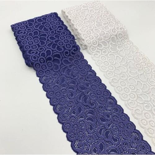 3y/lot 14cm Navy Blue Elastic Stretch Lace trim Winter Skirt Hem Underwear Sewing Craft DIY Apparel Fabric Laces For Clothing