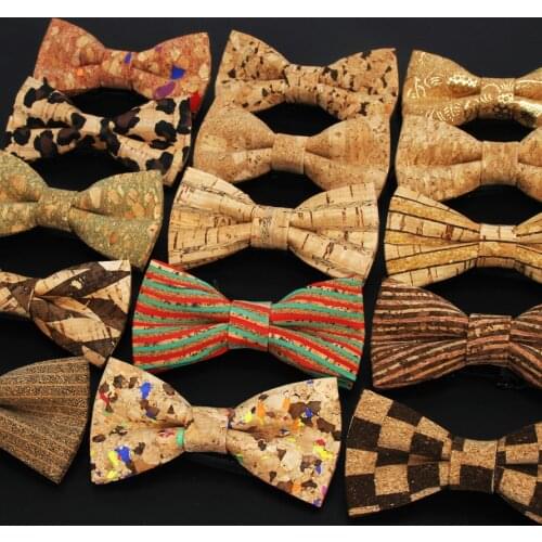 New Fashion Cork Wood Kids Luxury Bow Ties Novelty Handmade Solid Neckwear For Mens Wedding Party Man Gift Accessories Tie