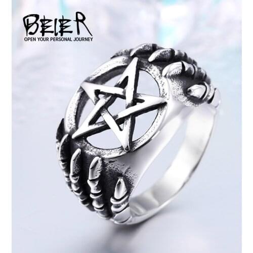 BEIER stainless Steel Gothic Five Star CLaw Biker Ring Man Cheap Exclusive Sale Item WHOLESALE BR8-271 US Size