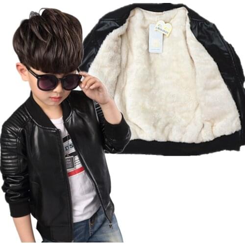 Fashion Baby Leather Boy Jacket Fleece Jacket Boys Coats Manteau Garcon Kids Jacket 2019