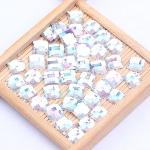Square Earth Facets Acrylic Rhinestones Flat Back 8mm 50pcs Many Colors For Nails Art Glue On Beads DIY Jewelry Making