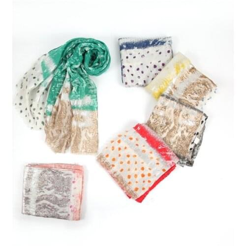 2021 Fashion Newest Spot Pattern Silver Foil Scarf Cotton Voile Scarf Shawls Wraps Hijabs 10pcs/lot