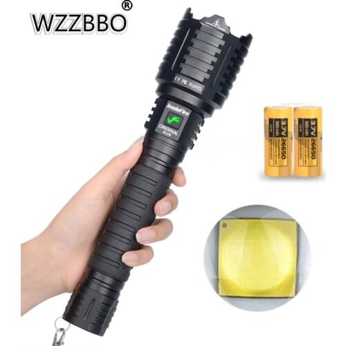 10000mAH Powerful XHP160 Strong Light Flashlight 16-core LED Zoom Type-c Power Bank Battery Display Flashlight By 26650 Battery