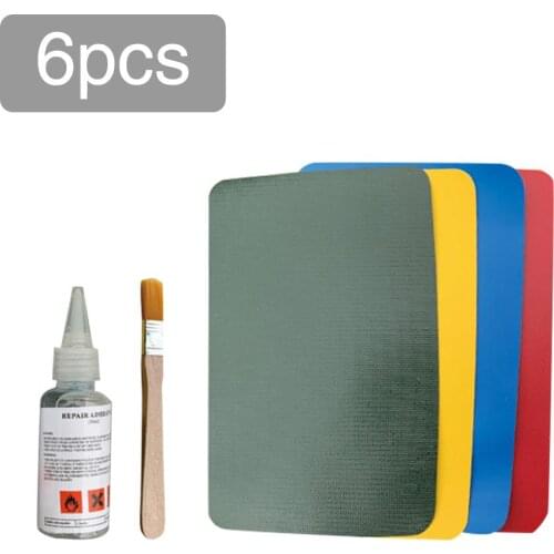 6pcs PVC Patch Repair Kit Repair Leather PU Patches Kit Set Accessory For Inflatable Raft Boat Canoe Kayak Swimming Ring Tool
