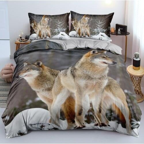 Wolf Duvet Cover Sets 3D Black Bed Linen Pillow Covers Full Double Single Twin Queen King Size 180*210cm Animal Home Textile