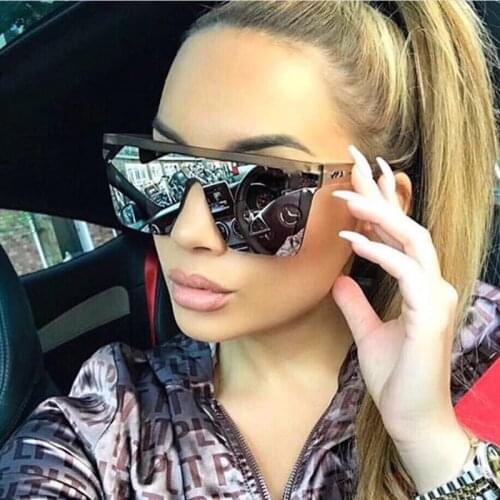Luxury 2021 New Oversized Women Sunglasses Square Gradient Mirror Plastic Frame Outdoor Driving Sun Glasses Men Eyeglasses Uv40