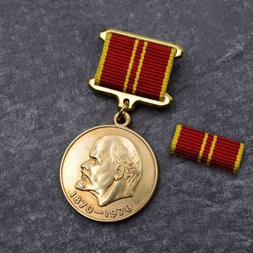 Soviet Union Lenin 100th Birthday Commemorative CCCP Medal 1970th USSR Soldier Heroic Copper Centennial Badge Pin Reproduce