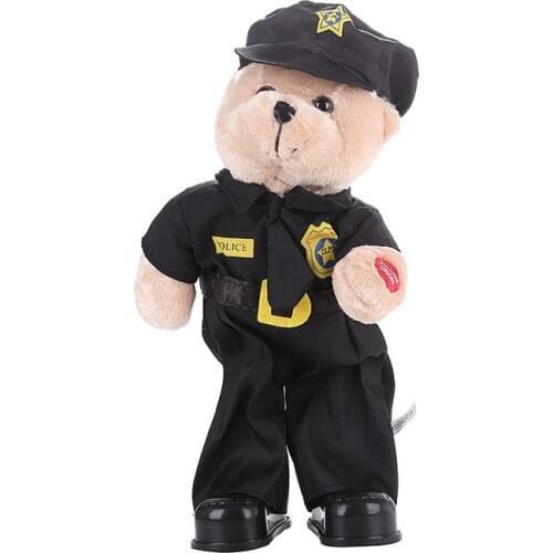 Cross Border New Style Electric Plush Toys Will Dancing Singing Police Bear Teddy Bear Uniform Bear Doll