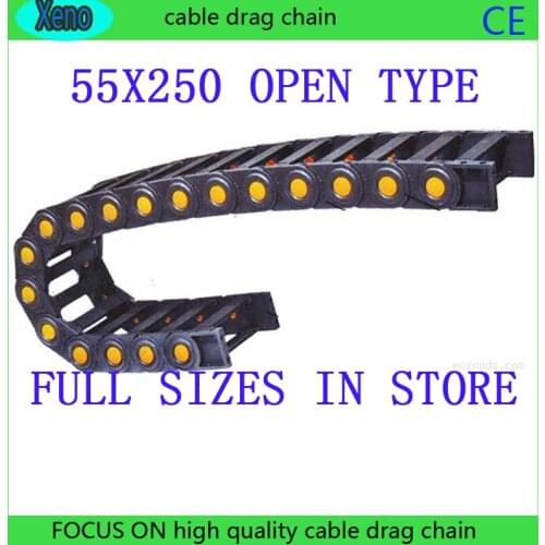Free Shipping 55x250 1 Meters Bridge Type Plastic Towline Cable Drag Chain For CNC Machine