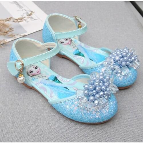 Frozen Princess Kids Leather Sandals for Girls Bow Casual Shoes Glitter Children Girls Elsa Sandals Butterfly Knot