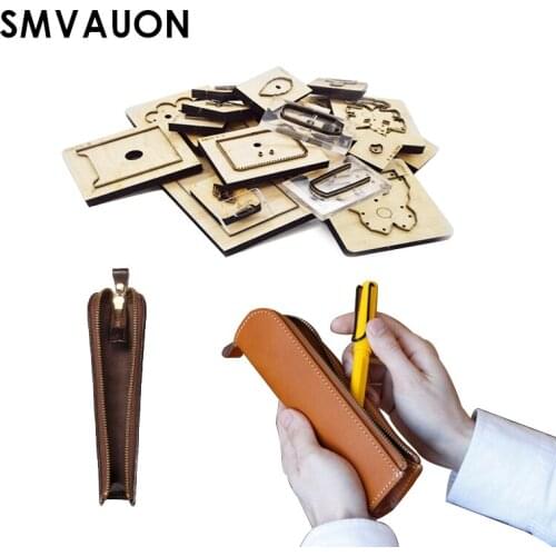 SMVAUON Wood Die Cutting Molds Diy Handmade Student Leather Zipper Pencil Case Mold Set Suitable For Die Cutting Machine