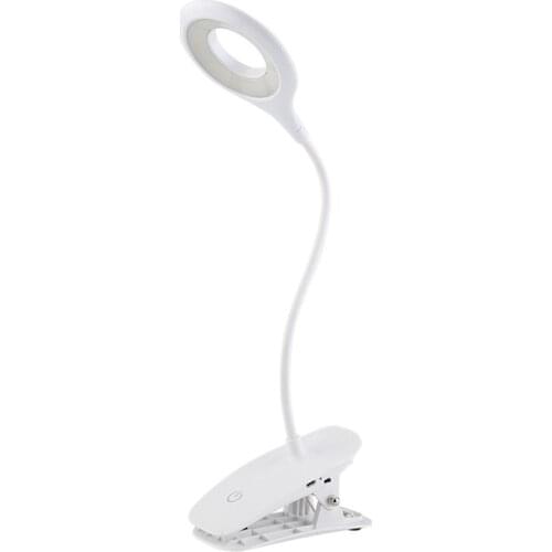 LED Clip-on Reading Lamp Computer Desk Lamp Contact Screen Switch Dimmable Built-in Battery USB Charging