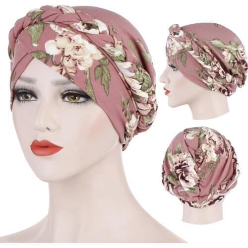 2020 Hot Sell Headwear Cap African Style Muslim Turban Hair Accessories Fashion Women Print Braided Bandanas Headwear