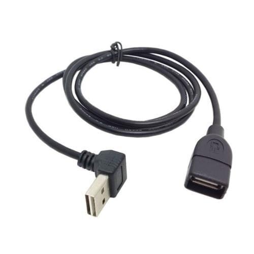 Jimier USB 2.0 Male to Female Extension Cable 100cm Reversible Design Up & Down Angled 90 Degree 1M