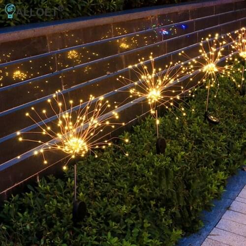 LED Solar Firework Lights Outdoor Waterproof Fairy Garland String Light Lawn Stakes Lamps Yard Art for Home Garden Decoration