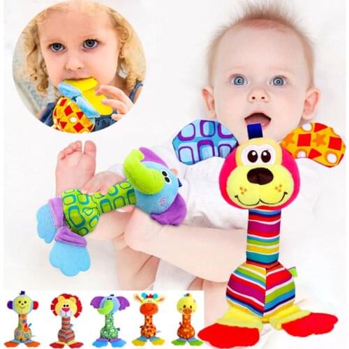 Funny Baby Stuff Toy 0 1 Year Old Bed Pendant Plush Teether Rattle Doll Sensory Toddler Toys for Infant Room Decor Boy Girl Bell