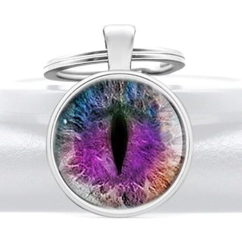 Mysterious Eyes Design Glass Dome Key Chains Charms Women Metal Pendant Key Rings Jewelry Gifts