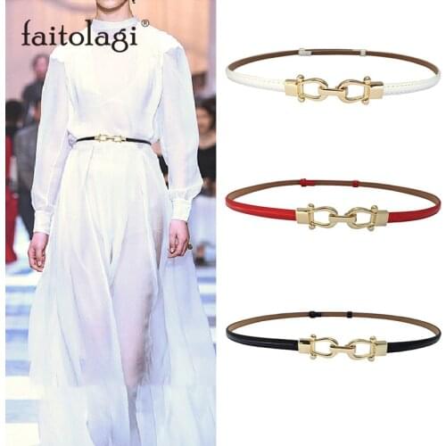 Fashion Stretch Ladies Dress Belt Elastic Skinny White Black Women Waist Belt Adjustable Leather Thin Female Waistband