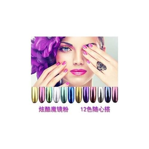 100pcs 3g DIY Shinning Chrome Mirror Powder Nail 12 Colors Metal Nail Art Tip Decoration Pigment Glitters Dust new
