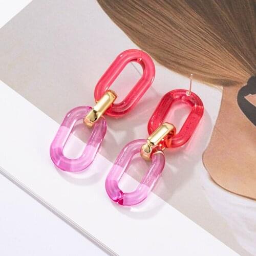 2021 Trend Colorful Earrings For Women Geometric Chain Big Circle Earrings Statement Jewelry Earrings Travel Women Love Gifts