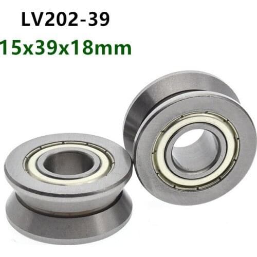 4pcs/10pcs LV202-39 ZZ 15x39x18mm V groove pulley roller ball bearing Traces walking guide rail bearings 15*39*18mm V-39