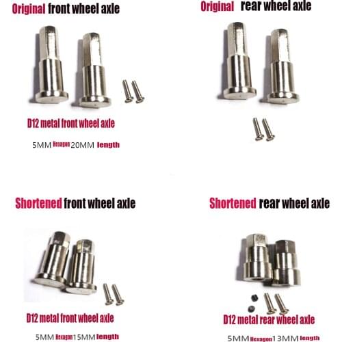 WPL D12 RC Car spare parts upgrade tire modification accessories Metal front rear wheel axle original Shortened axis