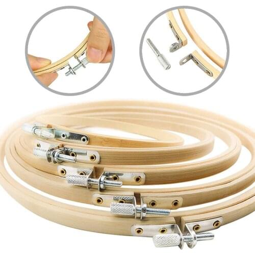 Bamboo Embroidery Cross Stitch Hoop Ring Wooden Photo Frame Round Hoop Home Tools Multisize Adjustable DIY Craft Sewing Tool