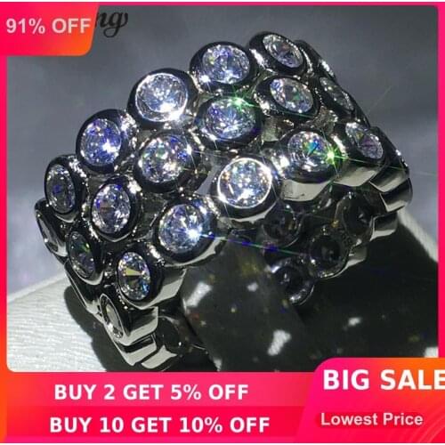 Choucong 3-in-1 Finger Ring 5A Zircon Sona Cz 925 Sterling Silver Engagement Wedding Band Rings for women men Fashion Jewelry