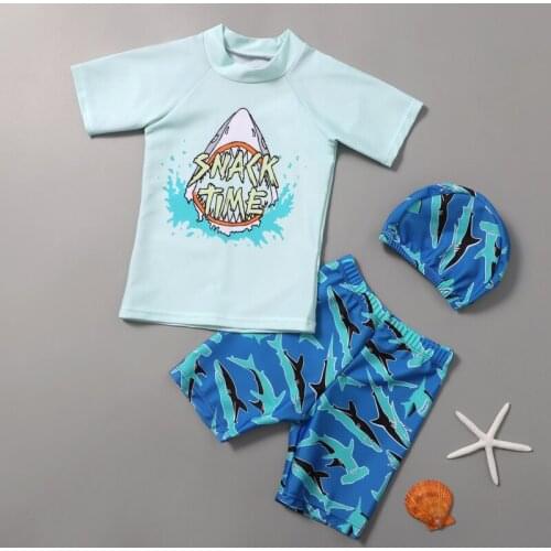 Childrens Swimsuit Boys' swimsuit split long sleeve sunscreen quick drying Korean middle school boys' baby cute swimsuit