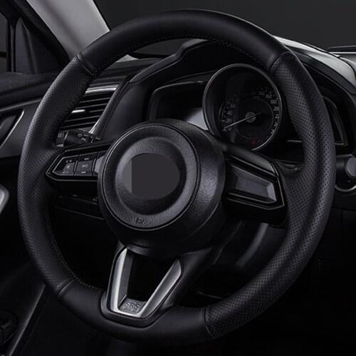 DIY Black Faux Leather Car Accessories Steering Wheel Cover For Mazda Axela Atenza Mazda 6 CX-5 CX5 CX-4 CX4 CX-7 MX5