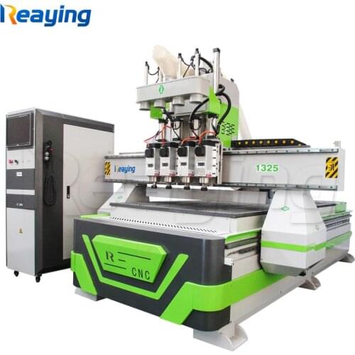 6KW 9KW 4 spindle cutting head CNC woodworking router machine 1300*2500mm