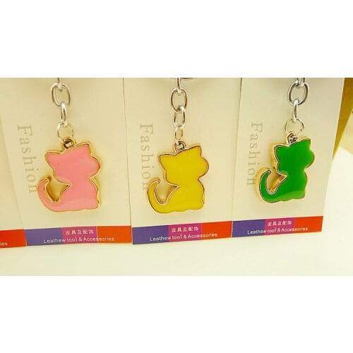 Hot sell 200pcs/lot zinc alloy colorful cat keychain metal wedding bridal showers party favors and gifts for guest