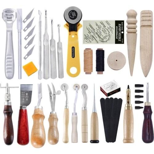 DIY leather tools Handmade Leather Tool Set Diamond chop Hand sewn leather suit 37 pcs