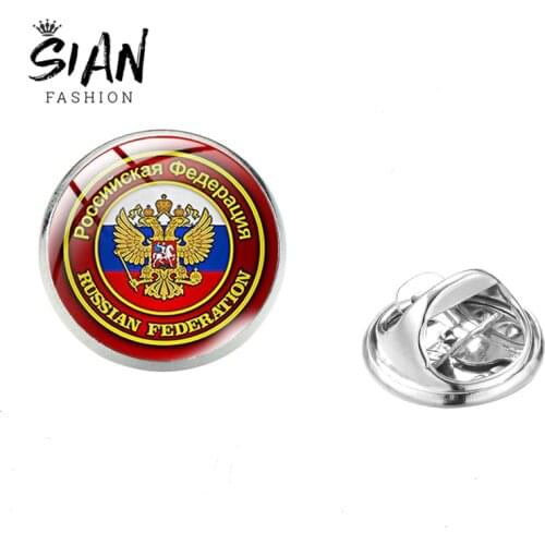 SIAN High Quality CCCP USSR Soviet Badge Brooch Double Headed Eagle Sickle Hammer Retro Pictures Stainless Steel Men Lapel Pins
