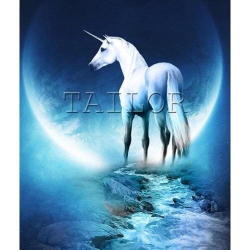 Cross stitch cuadros mosaic full square embroidery horse unicorn landscape art 5d diamond painting kit set complet dirll drawing